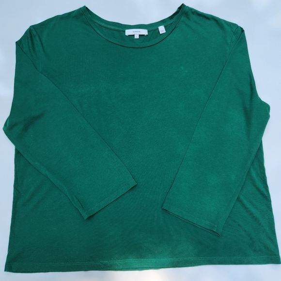 🍀Vince Essential Long Sleeve Crew Neck Tee in ☘️ Kelly Green- Womens size Large - Picture 2 of 3